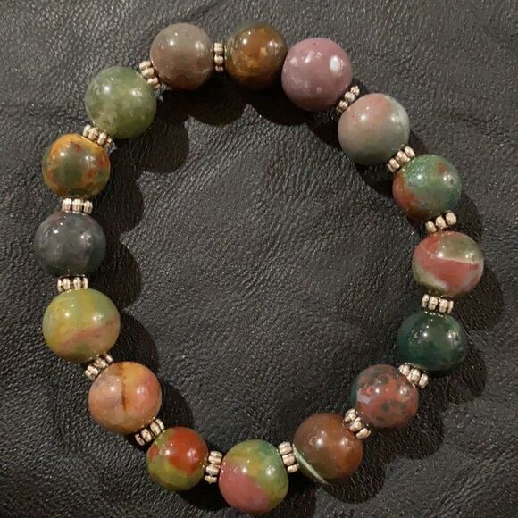 New Indian Agate Stretch Bracelet - Picture 8 of 8